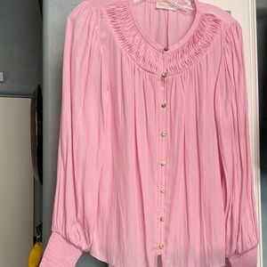 Ramy Brook Light Pink Blouse with Gold Buttons